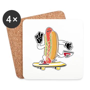 Hot Dog Skateboarder Skateboarden Skateboard - Untersetzer (4er-Set) - Weiß - Vorne