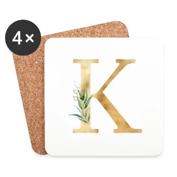 Personalisierbar Monogramm K Botanik - Untersetzer (4er-Set) - Weiß - Vorne