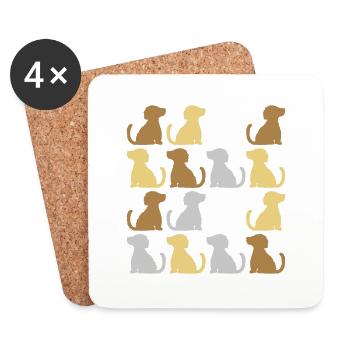 Pattern good sitting dogs - Coasters (set of 4) - white - Front