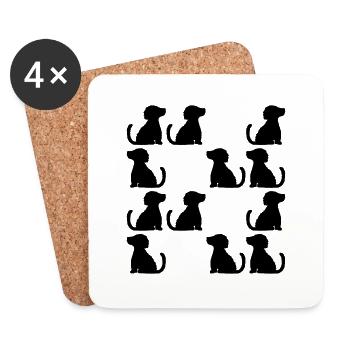 Many well-behaved sitting dogs - Coasters (set of 4) - white - Front