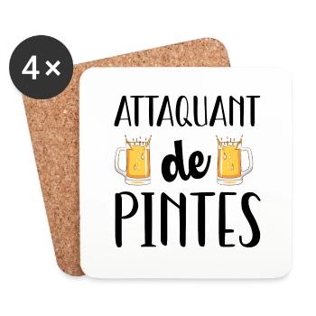 Attaquant de pintes cadeau humour bière football - Dessous de verre (lot de 4) - blanc - Devant