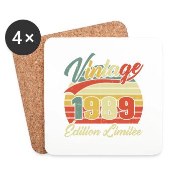 Vintage 1989 Limited Edition Birthday Gift - Coasters (set of 4) - white - Front