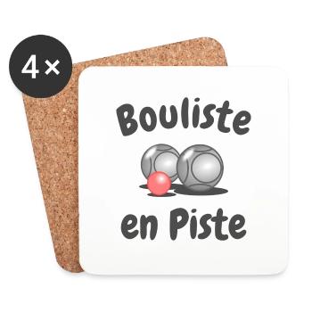 bouliste en piste- pétanque - Dessous de verre (lot de 4) - blanc - Devant