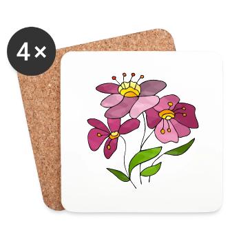 Blumen - Untersetzer (4er-Set) - Weiß - Vorne