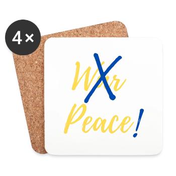 Arrêtez la guerre, faites la paix en Ukraine - Dessous de verre (lot de 4) - blanc - Devant
