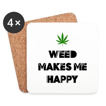 weed makes me happy cannabis marijuana - Coasters (set of 4) - white - Front