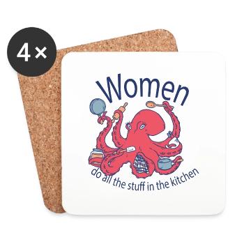 Frauen machen alles in der Küche Frauen machen all - Untersetzer (4er-Set) - Weiß - Vorne