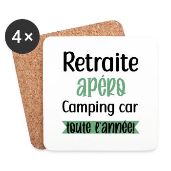 Retraite apéro camping car toute l'année - Dessous de verre (lot de 4) - blanc - Devant