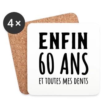 60 ans et toutes mes dents - Dessous de verre (lot de 4) - blanc - Devant