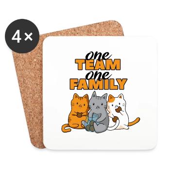 équipe famille chat biscuits chien sport mère gâteau - Dessous de verre (lot de 4) - blanc - Devant
