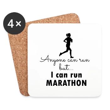Course de marathon - Dessous de verre (lot de 4) - blanc - Devant