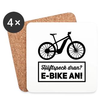 E-Bike Fahrer Outfit Hüftspeck dran E-Bike an - Untersetzer (4er-Set) - Weiß - Vorne