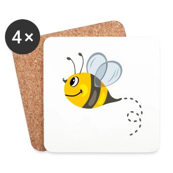 Happy funny bee - Coasters (set of 4) - white - Front