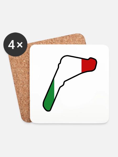Italien Rennstrecke mit Flagge - Untersetzer (4er-Set) - Weiß