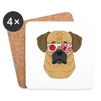 Puggle Japan Sunglasses I Japanese Flag - Coasters (set of 4) - white - Front