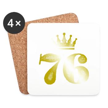 76 Zahl Krone Gold - Untersetzer (4er-Set) - Weiß - Vorne