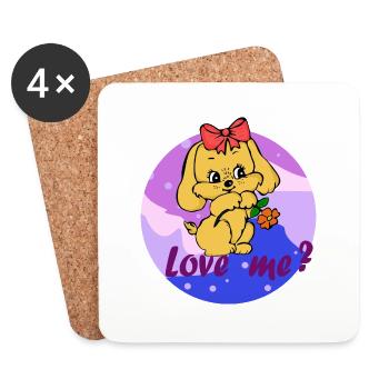 Niedliche Welpe - Love me - Lieb mich! - Untersetzer (4er-Set) - Weiß - Vorne