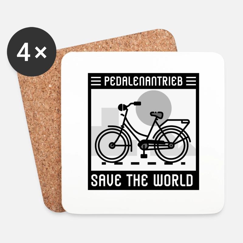 Save the World mit Pedalenantrieb - Untersetzer (4er-Set) - Weiß