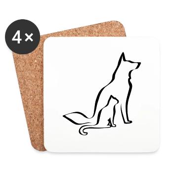 Dog & Cat - Untersetzer (4er-Set) - Weiß - Vorne