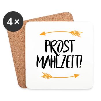 Sprüche Prost Mahlzeit - Untersetzer (4er-Set) - Weiß - Vorne