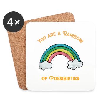 Du bist ein Regenbogen der Möglichkeiten. Positive Worte - Untersetzer (4er-Set) - Weiß - Vorne