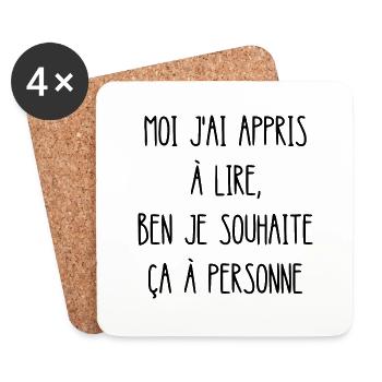 moi j'ai appris à lire - Dessous de verre (lot de 4) - blanc - Devant