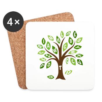 Alphabet leaf tree - Coasters (set of 4) - white - Front