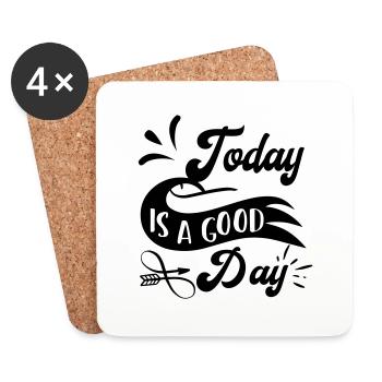 Aujourd’hui est une bonne journée! personnalisable - Dessous de verre (lot de 4) - blanc - Devant