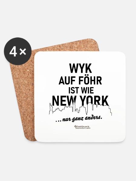 Wyk auf Föhr - Untersetzer (4er-Set) - Weiß