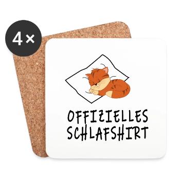 Offizielles Katzen Schlafshirt für Katzenfreunde - Untersetzer (4er-Set) - Weiß - Vorne