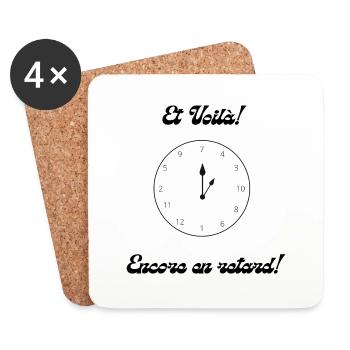 Encore en retard! - Dessous de verre (lot de 4) - blanc - Devant