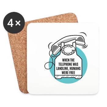 Sans téléphone, les humains sont libres - Dessous de verre (lot de 4) - blanc - Devant