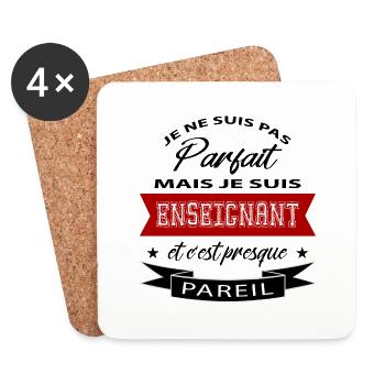 Je ne suis pas parfait mais je suis enseignant - Dessous de verre (lot de 4) - blanc - Devant