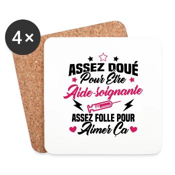 Assez doué pour être aide-soignante assez folle - Dessous de verre (lot de 4) - blanc - Devant