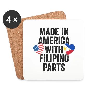 MADE IN AMERICA WITH FILIPINO PARTS - Coasters (set of 4) - white - Front