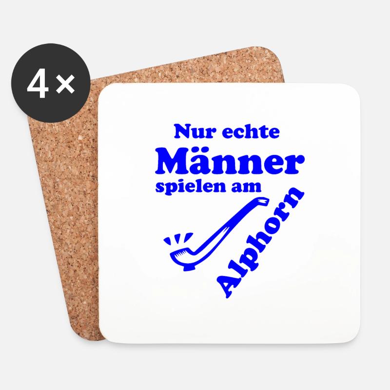 Alphorn blau - Untersetzer (4er-Set) - Weiß
