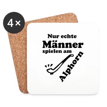 Alphorn schwarz - Untersetzer (4er-Set) - Weiß - Vorne