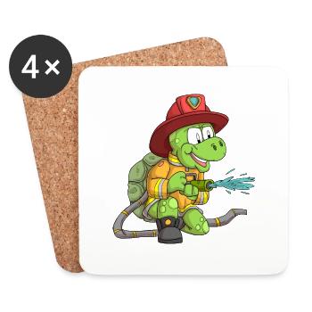 Tortue pompier - Dessous de verre (lot de 4) - blanc - Devant