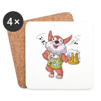 Chien de fête / Chiens Fête - Dessous de verre (lot de 4) - blanc - Devant