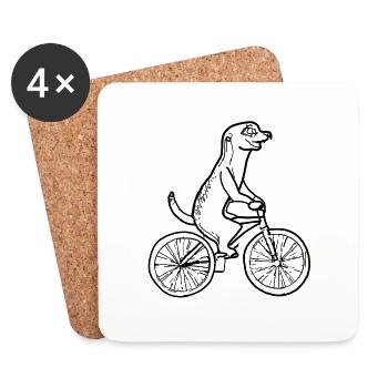 Meerkat Rides Bicycle Gift Idea Vector - Coasters (set of 4) - white - Front