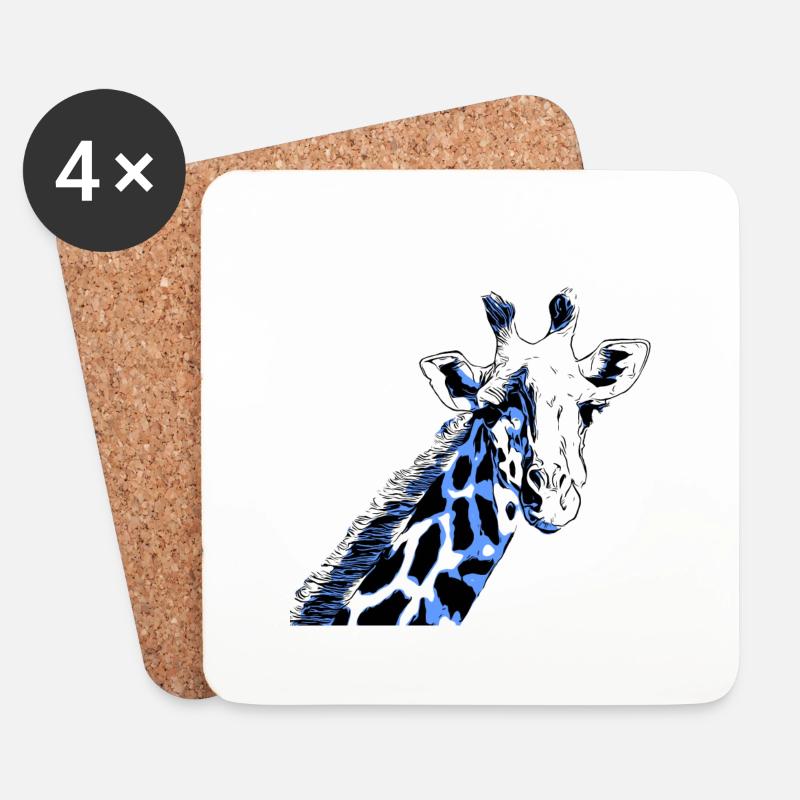 Giraffenporträt - Untersetzer (4er-Set) - Weiß