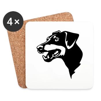 Tête de Manchester Terrier - Dessous de verre (lot de 4) - blanc - Devant