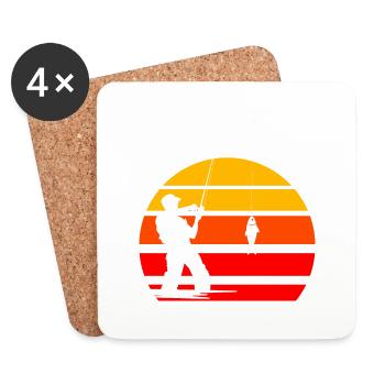 Pêche Pêche Pêcheur Petri Heil Carpe Pêche - Dessous de verre (lot de 4) - blanc - Devant