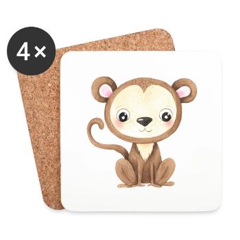 Mignon Singe Bébé Asie Chine Japon Singe Primate - Dessous de verre (lot de 4) - blanc - Devant