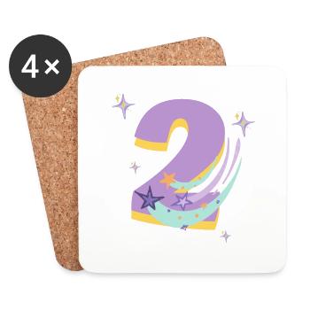 2nd birthday (Gift of 2 years) - Coasters (set of 4) - white - Front