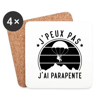 J'peux Pas j'ai Parapente, Cadeau Parapentiste - Dessous de verre (lot de 4) - blanc - Devant