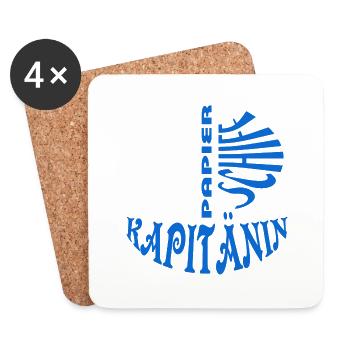 Papierschiff-Kapitänin (blaues Design) - Untersetzer (4er-Set) - Weiß - Vorne