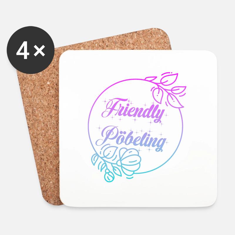 Friendly Pöbeling - Untersetzer (4er-Set) - Weiß