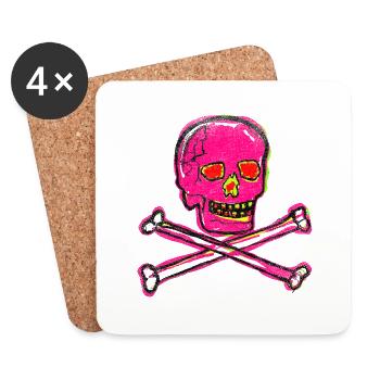 Calavera Skull Art - Coasters (set of 4) - white - Front
