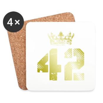 42 Couronne numérique - Dessous de verre (lot de 4) - blanc - Devant